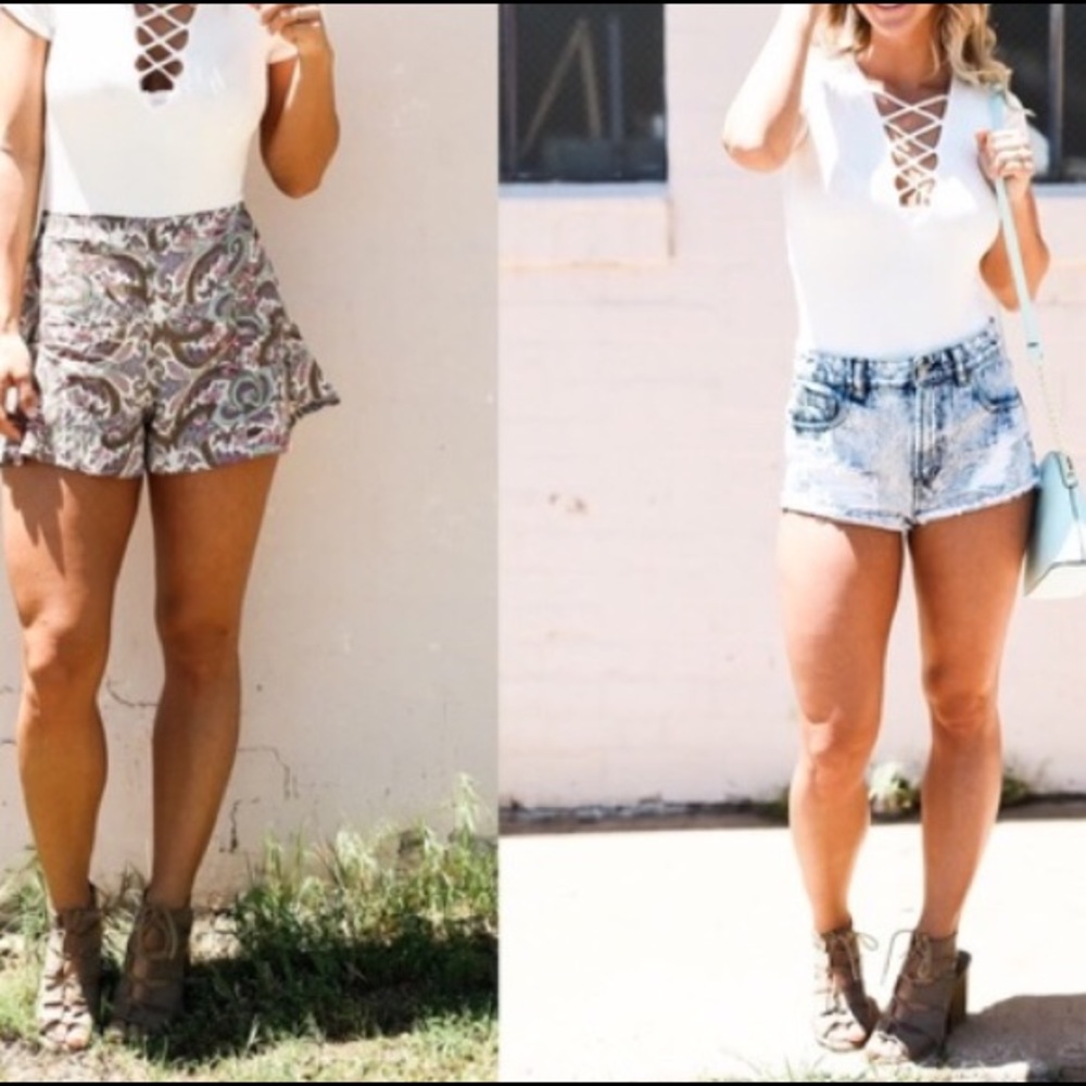 Deep v criss cross bodysuit